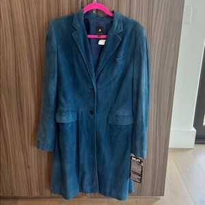 DKNY vintage Blue Women's suede coat 14